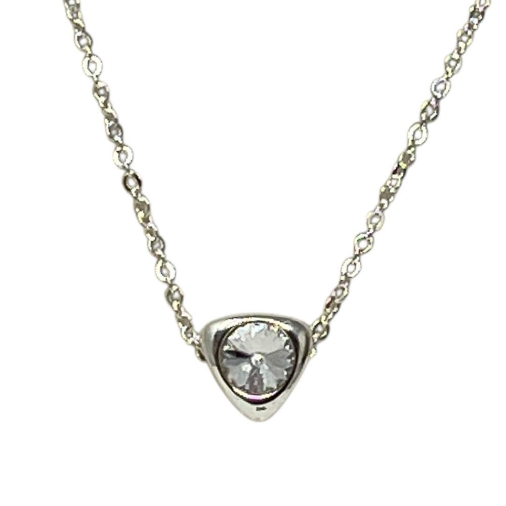 💎 Silver Tone Triangle Necklace. Made with Swarovski Crystal | Adjustable | New
